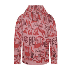 Pink graffiti scribbles on Women's Long Sleeve Fleece Hoodie JACKET ONLY new create by Designs By Kiekie