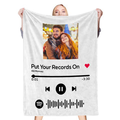 🎵✨FLIPSTYLEZ LLC. Custom Spotify Code Photo Blanket – Scan to Play Your Song!