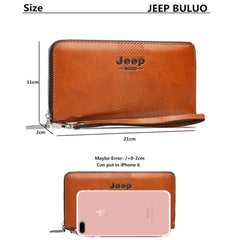 👜✨ JEEP BULUO Men's Long Wallet — Large Capacity Leather Clutch Purse ✨👜
