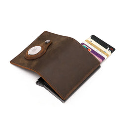 👜✨ Genuine Leather Men's Wallet with Apple AirTag Case — Multi-Card Holder & Money Clip ✨👜