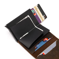 👜✨ Genuine Leather Men's Wallet with Apple AirTag Case — Multi-Card Holder & Money Clip ✨👜