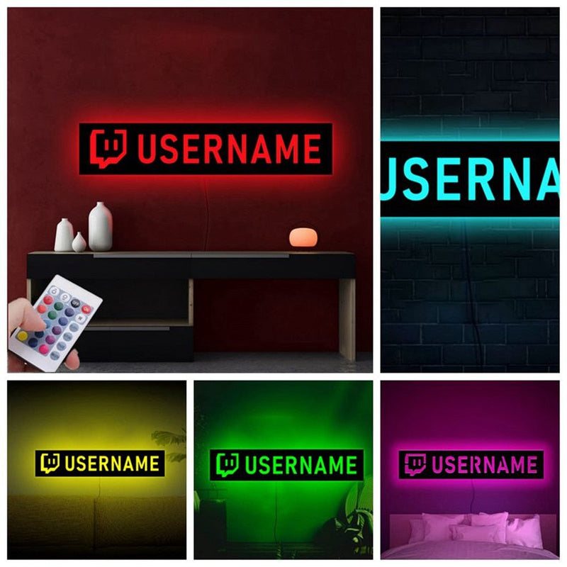 🎮✨ Personalized Gamer Tag Wall Lamp — Custom Wooden LED USB Night Light with 16-Color Remote Control 🕹️💡