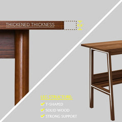 Two Person Desk Walnut 79 Inch Extended Workstation Shelves