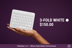Wireless Tri-Fold Bluetooth Keyboard with Touchpad | Foldable | 81 Keys | 35Hr Battery | Phone Tablet PC Mac