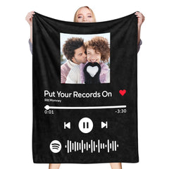 🎵✨FLIPSTYLEZ LLC. Custom Spotify Code Photo Blanket – Scan to Play Your Song!