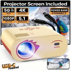 1080p Full HD Portable Projector, Bluetooth Movie Projector with