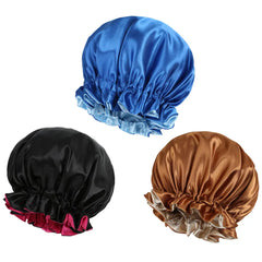 3pcs Reversible Elegant Satin Sleep Bonnets with Ruffled Design