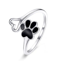 WOSTU 925 Sterling Silver Cat Pet Adjustable Rings For Women Animal Dog Open Ring Family Daughter Birthday Jewelry Girl Gift