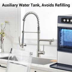 Nugget Ice Maker Countertop with Side Water Tank 40lbs/Day Self-Cleaning Pebble Ice Maker Machine Soft Chewable Pellet Ice