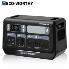 ECO-WORTHY PS 2400W Power Station 2048Wh LiFePO4 Battery, Solar Generator with 10 Outlets (4800W Peak) Wi-Fi and Bluetooth