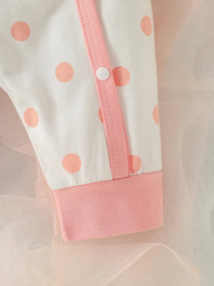 4PCS  Newborn Baby girl lovely and sweet Polka dot printingPatch Bear  autumn Cute jumpsuits+Hat+Bib