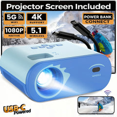 1080p Full HD Portable Projector, Bluetooth Movie Projector with