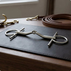 H-Shaped Horse Bit Straight Cheek Cheek Pieces Stainless Metal Riding Gear Golden Finish Finish Bridle Hardware