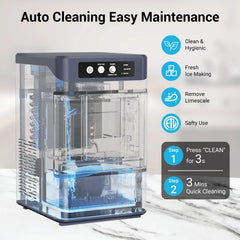 Nugget Ice Maker Countertop with Side Water Tank 40lbs/Day Self-Cleaning Pebble Ice Maker Machine Soft Chewable Pellet Ice
