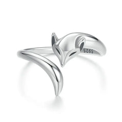 WOSTU 925 Sterling Silver Cat Pet Adjustable Rings For Women Animal Dog Open Ring Family Daughter Birthday Jewelry Girl Gift