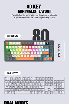 YQT K92™ Wireless Keyboard & Mouse Set – 80% Layout, Bluetooth & 2.4G, Cool Mixed Backlight, Smart Volume Knob, 2000mAh Type-C, English/Spanish/Russian/Arabic/Korean | FlipStylez LLC®