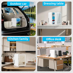 Yanace 6L Mini Fridge for Skincare Cosmetics Portable Makeup Refrigerator with Mirror Door Quiet Desktop Creams Perfumes Fresh