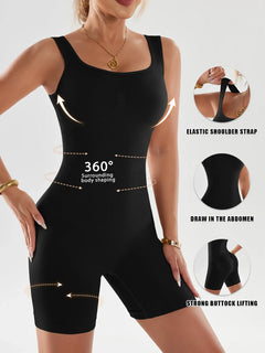 Women's 1pc Yoga Jumpsuit, Bodysuit, Seamless Shapewear Romper - High Elasticity, Tummy Control and Lifting, Elegant Multi-Color Sleeveless Bodysuit, Suitable for Fitness and Training, Elastic Fabric, Opaque for Daily Wear an