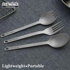 TiTo Outdoor Camping Titanium Spork 13.8g Ultralight Titanium Spoon Long Handle Spoon Outdoor Camping Picnic Titanium Fork