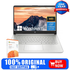 HP 14" Business Laptop,Intel Celeron N4120,4GB RAM, 128GB eMMC,1 Year Office 365,Windows 11 Home