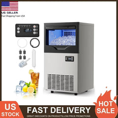Commercial Ice Maker Machine 120 Lbs/24H Under Counter, Stainless Steel Freestanding Ice Machine, 45 Ice Cubes in 8-15 Minutes