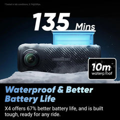Insta360 X4 Motorcycle Bundle- 8K Waterproof 360 Action Camera, 4K Wide-Angle Video, 135-Min Battery, AI Editing, Stabilization, for Sports & Travel