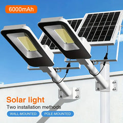 4 Sets of Outdoor Waterproof Solar Lamps, 6000mah Solar Street Lamps