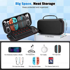Travel Carrying Case For NS Switch 2 Console EVA Hard Shell Shockproof Storage Bag Protective Bag Pouch for Switch 2 Accessories