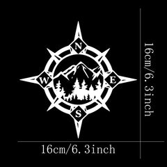 Camping Compass Stickers, Mountains and Woods, Car Stickers, Vinyl