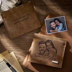 Personalized Photo Engraved Men's PU Leather Wallet – Custom Memorial Gift for Him, Anniversary & Birthday | FlipStylez LLC®