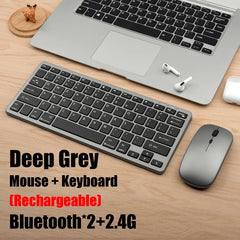 GOOJODOQ KM02™ Wireless Mini Keyboard & Mouse Combo – Bluetooth 5.2 & 2.4G Tri-Mode, 78 Keys, Multi-Device, Rechargeable, Multimedia, Android/Windows/Mac/iOS | FlipStylez LLC®