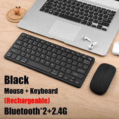 GOOJODOQ KM02™ Wireless Mini Keyboard & Mouse Combo – Bluetooth 5.2 & 2.4G Tri-Mode, 78 Keys, Multi-Device, Rechargeable, Multimedia, Android/Windows/Mac/iOS | FlipStylez LLC®