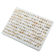 100pairs Acrylic Crystal Heart Star Moon Small Stud Earrings Set for