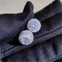 Female Austrian Crystal Round Earring White Gold Yellow Gold Color White Zircon Hip Hop Wedding Stud Earrings For Women Jewelry