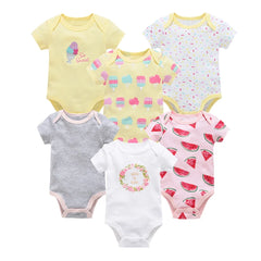 Kavkas Baby Girls Bodysuits 6/3 pcs/lot Summer Cotton Baby Clothes Short Sleeve Newborn body bebe 0-3 months Infant Clothing