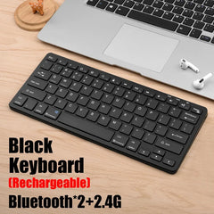 GOOJODOQ KM02™ Wireless Mini Keyboard & Mouse Combo – Bluetooth 5.2 & 2.4G Tri-Mode, 78 Keys, Multi-Device, Rechargeable, Multimedia, Android/Windows/Mac/iOS | FlipStylez LLC®