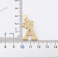 Nidin New Luxury Copper Zircon A-Z Crown Alphabet Pendant Chain Necklace Hip-Hop Style Fashion Woman Man Initial Name Jewelry