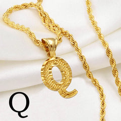 Anniyo A-Z Letters Necklaces Gold Plated Initial Pendant Rope Chain