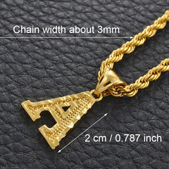 Anniyo A-Z Letters Necklaces Gold Plated Initial Pendant Rope Chain