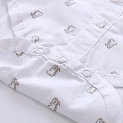 Newborn Boys Bodysuit with Bow Tie Cotton Baby Romper Soft Cartoon Animal Print Formal Short Sleeve Children Top Costume