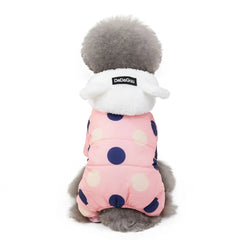 Dot Warm Pet Clothes for Dog Windproof Jackets Outdoor Fleece Hooded Coats Small Dog Winter Jumpsuit Clothing