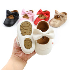 Citgeett 0-18M Baby Infant Girls Flat Shoes Bow Knot Solid First Walker Soft Sole Newborn Infant Toddler Girls Princess Shoes