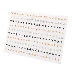 100pairs Acrylic Crystal Heart Star Moon Small Stud Earrings Set for