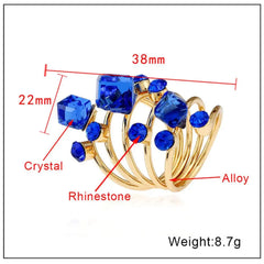 Exaggerated Luxury Vintage Geometric Rhinestone Opening Ring Knuckle Finger Antique Rings for Women Punk Statement Jewelry Gift