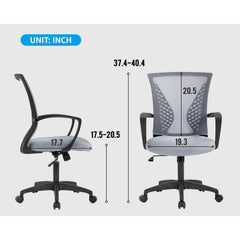 Gray Modern Mid-Back Ergonomic Mesh Office Desk Chair with Armrest on Wheels