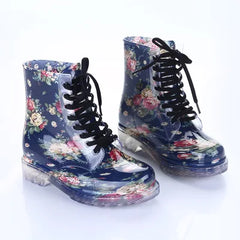 Women Rain Boots Transparent Waterproof Colorful Spring Autumn Shoes Rain Boot Woman Leopard Print Ankle Boots Large size 40