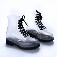 Women Rain Boots Transparent Waterproof Colorful Spring Autumn Shoes Rain Boot Woman Leopard Print Ankle Boots Large size 40