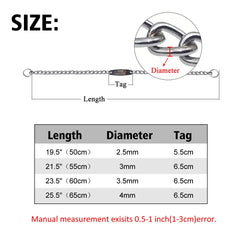 Personalized Pet Dog Chain Choke Collar Pets Training Engraved ID Slip Collars Choker For Medium Large Dogs Pitbull Pug Bulldog