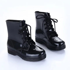 Women Rain Boots Transparent Waterproof Colorful Spring Autumn Shoes Rain Boot Woman Leopard Print Ankle Boots Large size 40