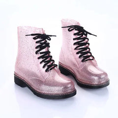 Women Rain Boots Transparent Waterproof Colorful Spring Autumn Shoes Rain Boot Woman Leopard Print Ankle Boots Large size 40